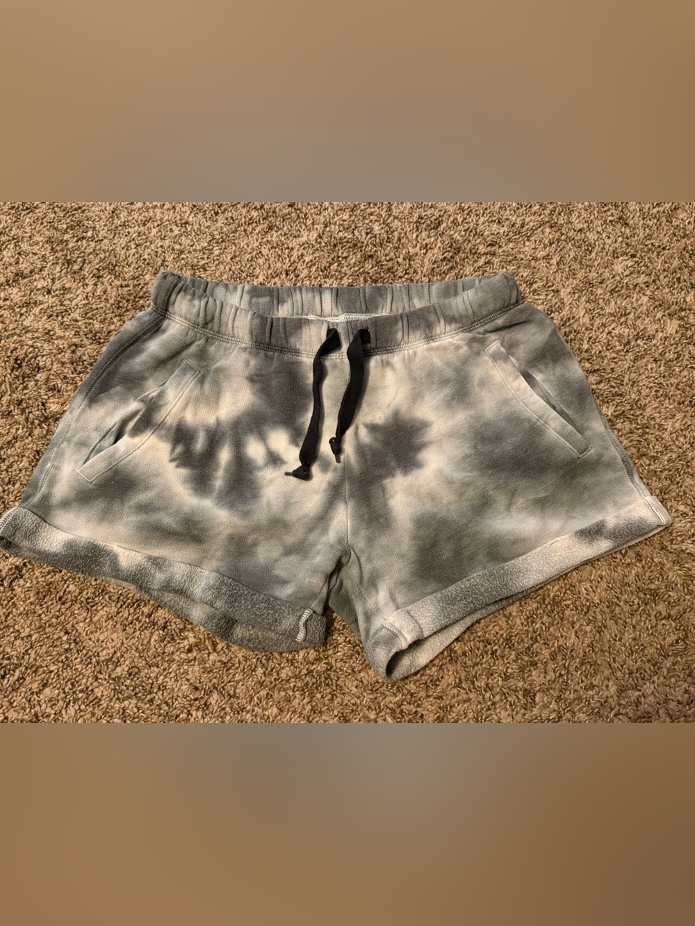 PINK Victoria's Secret Black and Gray Tie-Dye Shorts